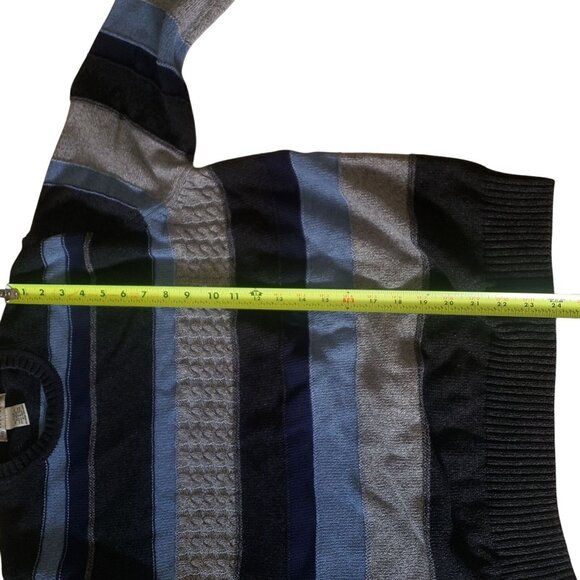 Vintage Geoffrey Beene Mens Knit Sweater Striped Chunky Fisherman Coastal Casual - Picture 5 of 7